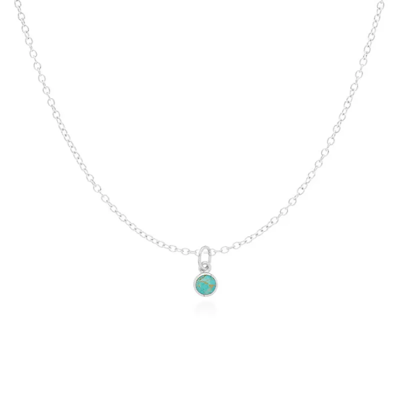 Mini Circle Turquoise Charm Necklace - Silver sold by Anna Beck