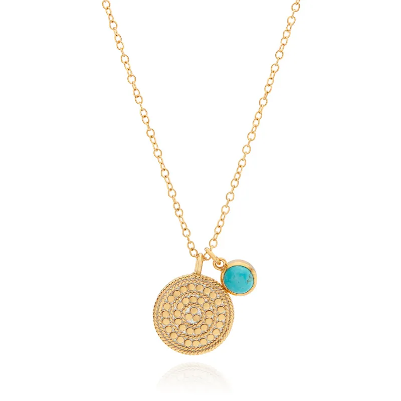 Turquoise Smooth Rim Charm Charity Necklace sold by Anna Beck