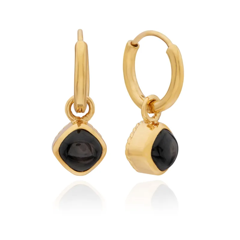 Hypersthene Cushion Charm Earrings - Gold sold by Anna Beck