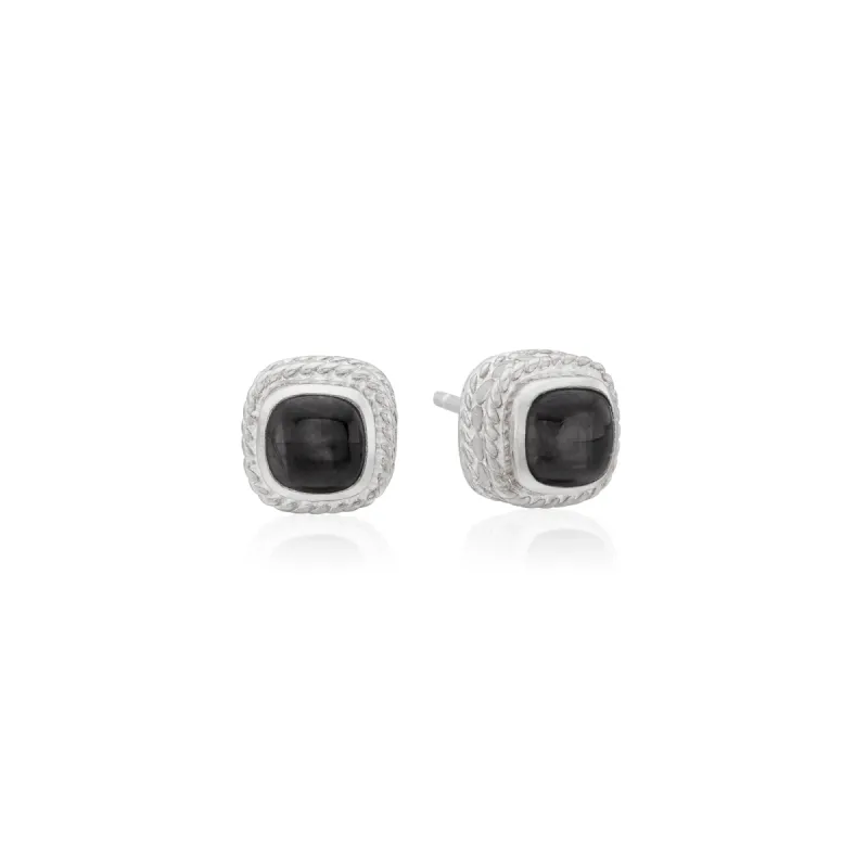 Hypersthene Cushion Stud Earrings - Silver sold by Anna Beck