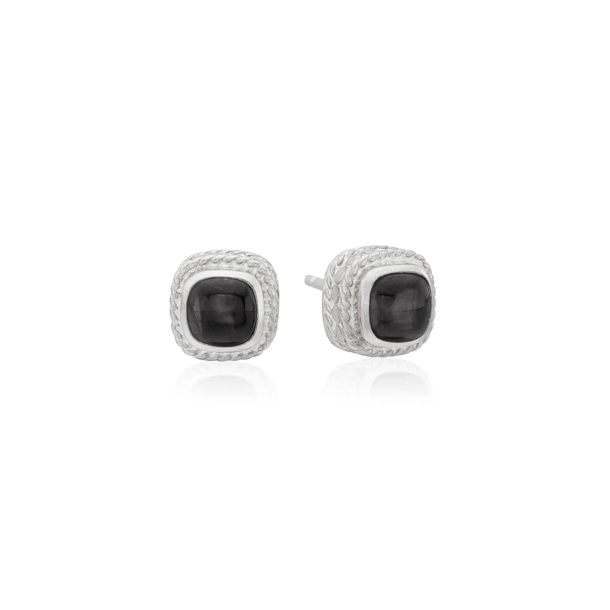 Hypersthene Cushion Stud Earrings - Silver sold by Anna Beck