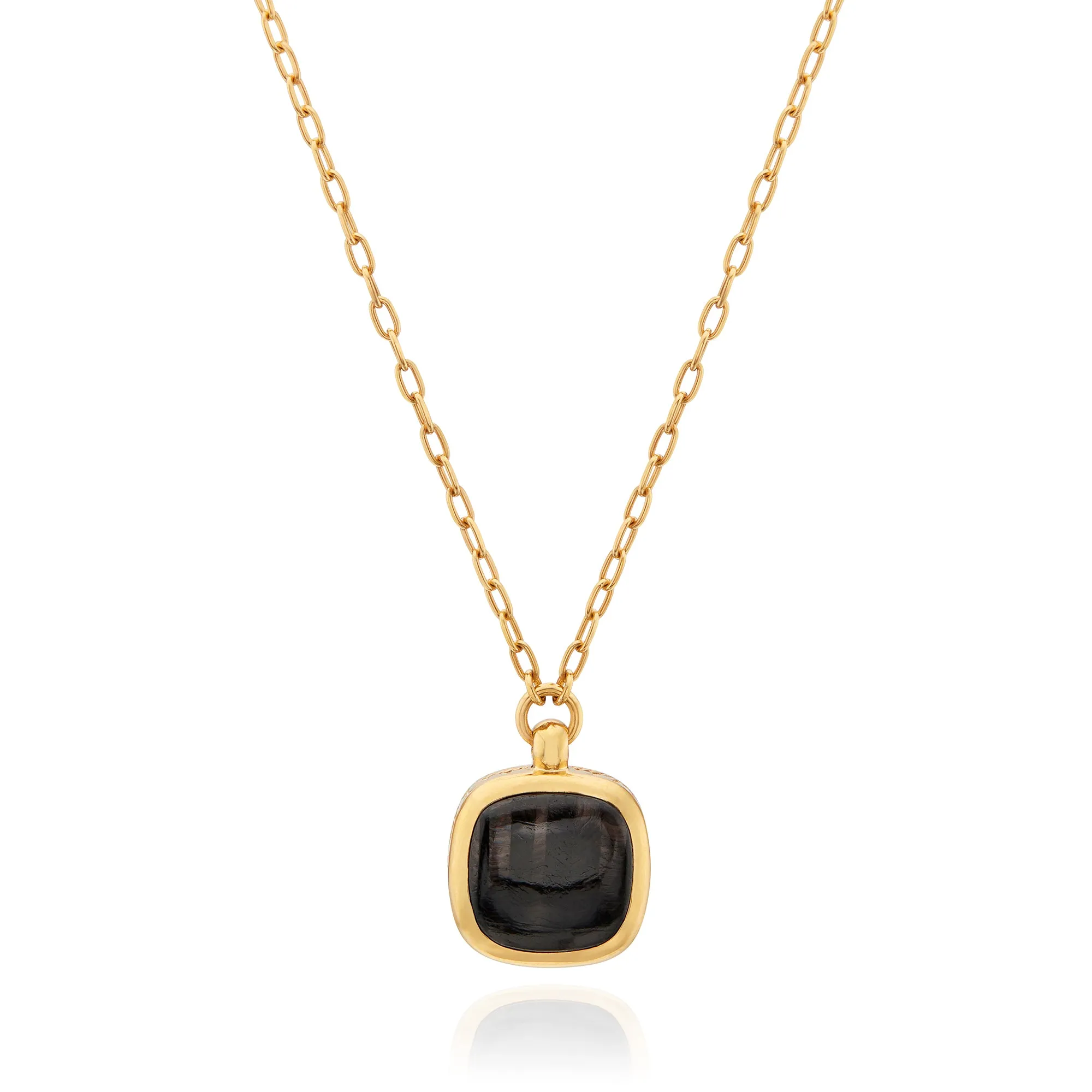 Small Hypersthene Cushion Pendant Necklace - Gold sold by Anna Beck