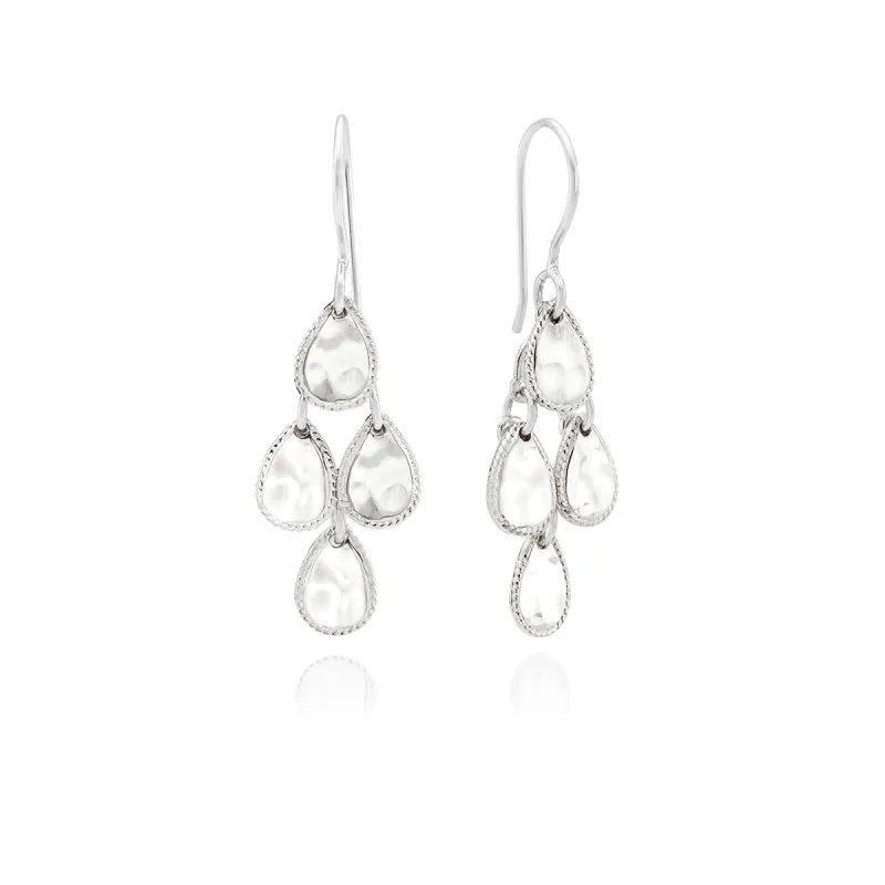 Signature Hammered Chandelier Earrings - Silver sold by Anna Beck