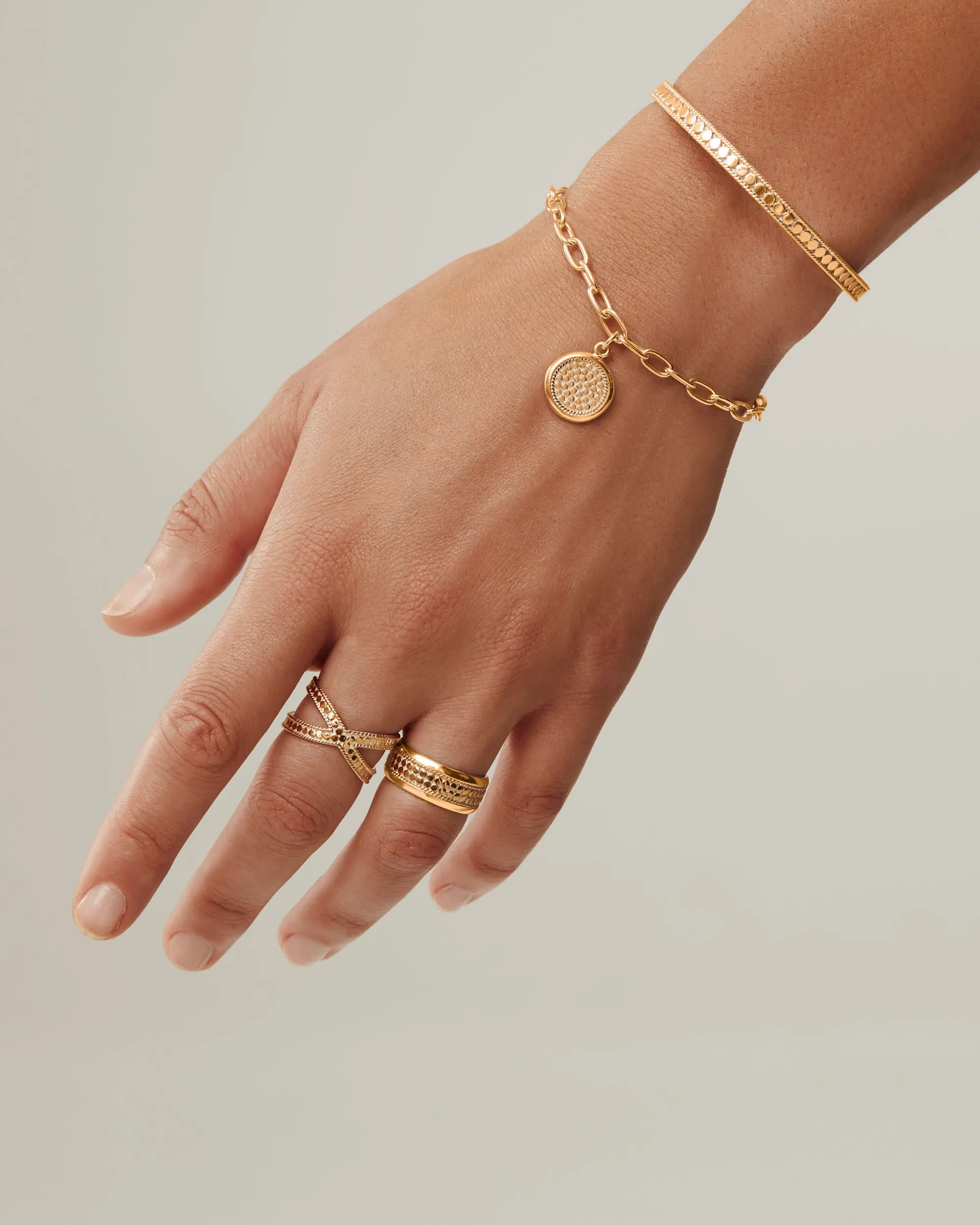 Classic Smooth Rim Charm Bracelet - Gold sold by Anna Beck product image thumbnail 2