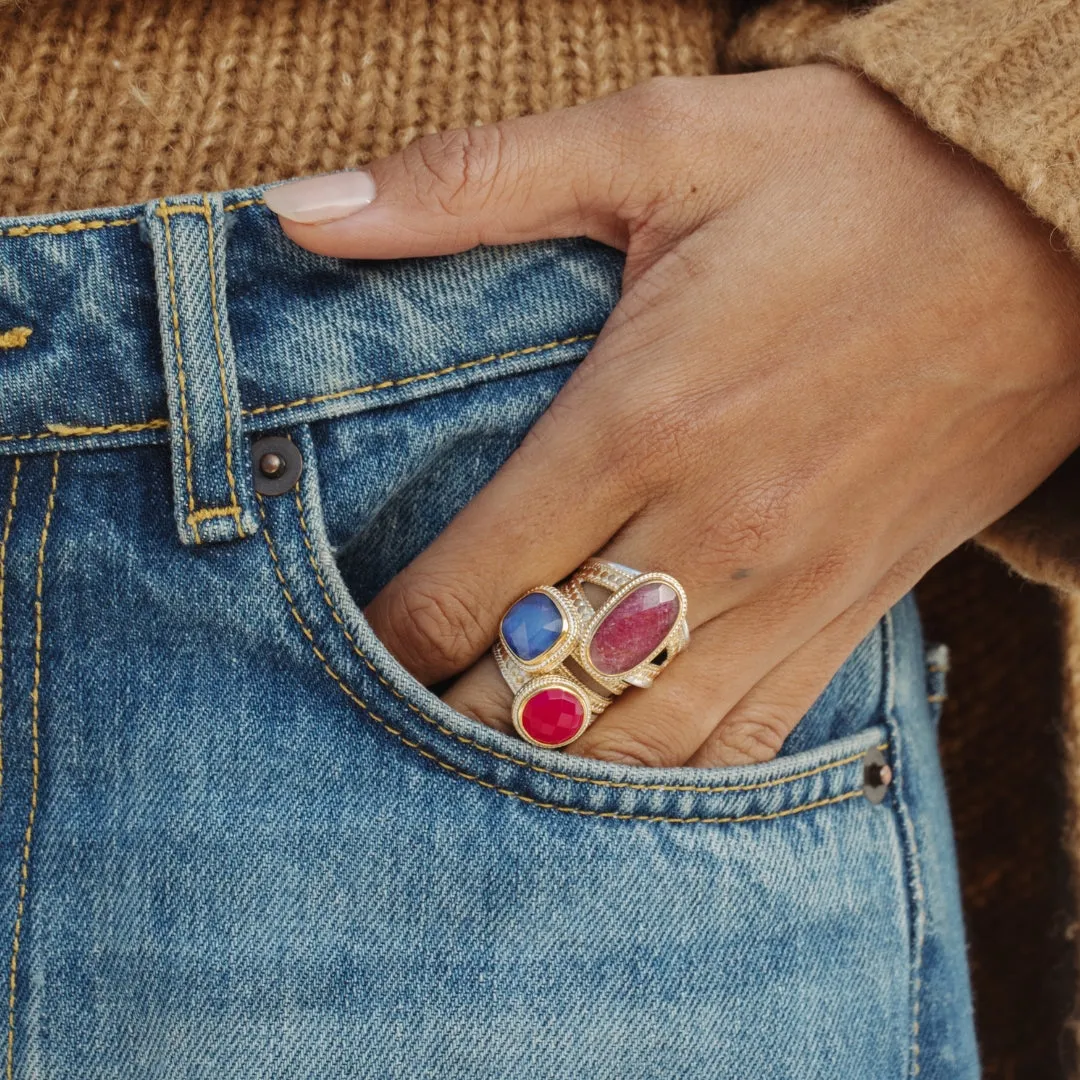 Double Band Lapis Cushion Ring sold by Anna Beck product image thumbnail 2