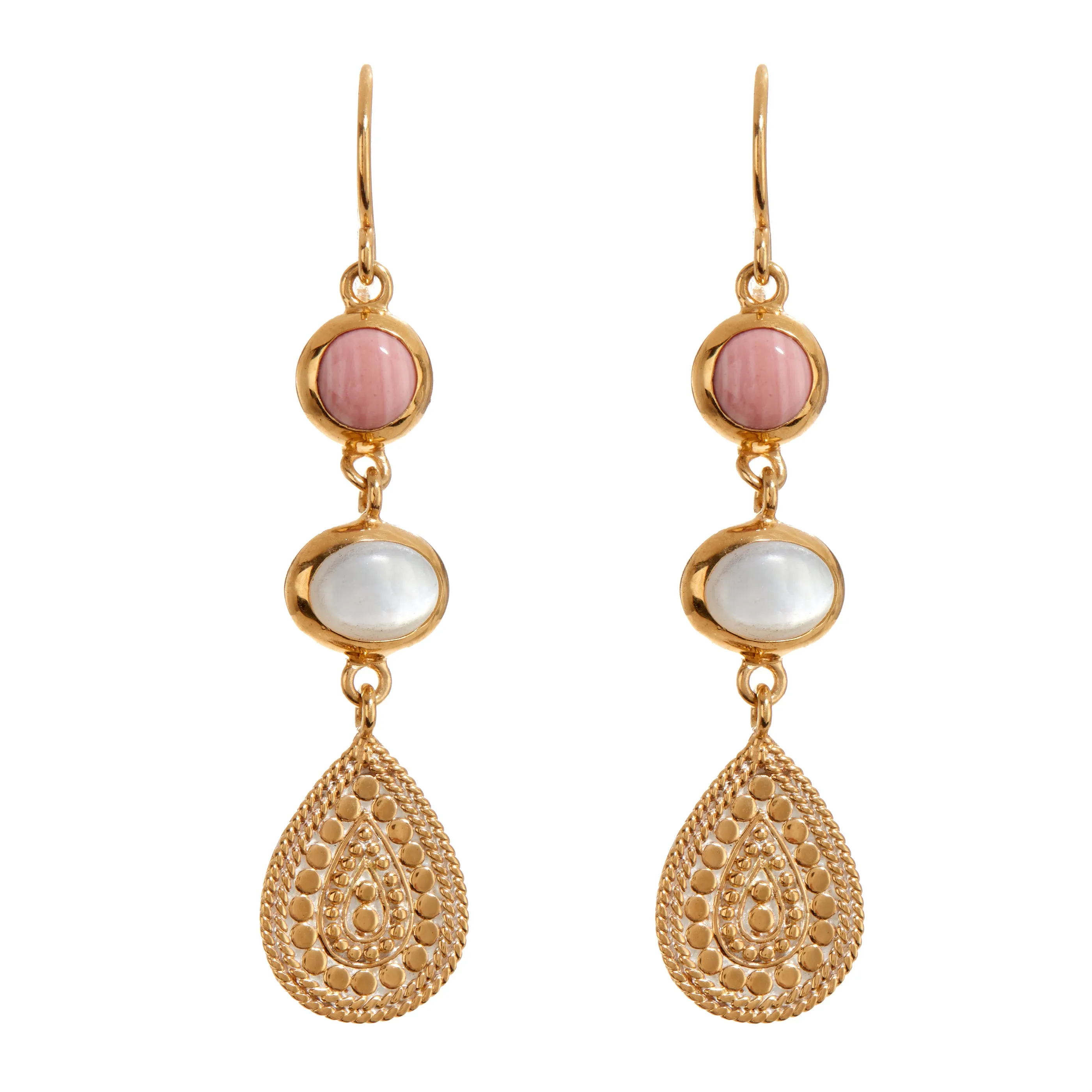 Mother of Pearl and Pink Opal Drop Earrings sold by Anna Beck