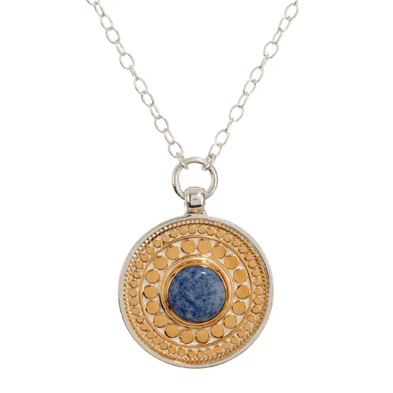 Dotted Dumortierite Pendant Necklace - Gold and Silver sold by Anna Beck