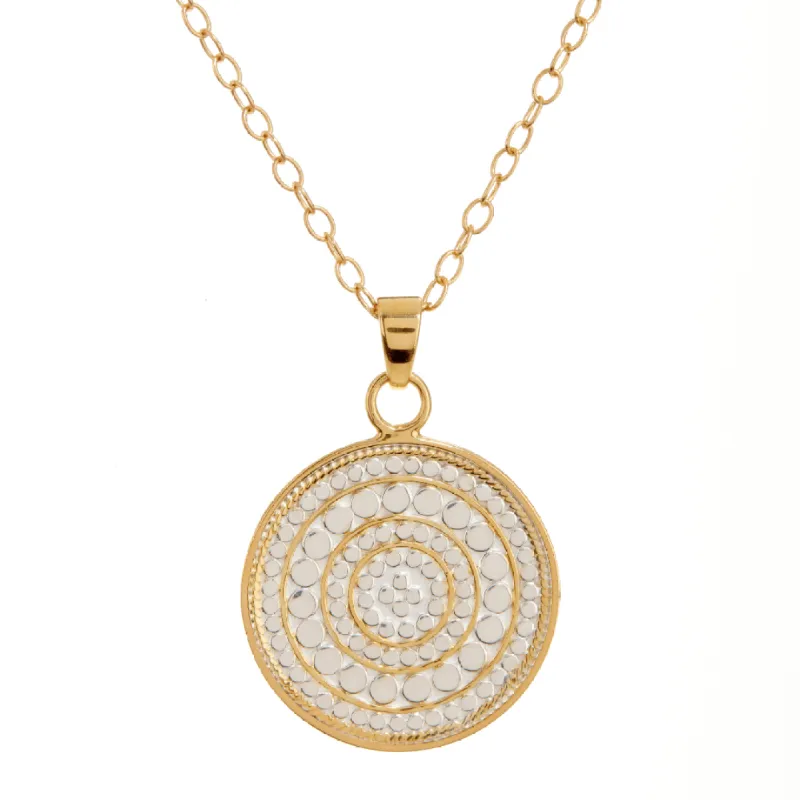 Round Dotted Silver and Gold Pendant Necklace sold by Anna Beck