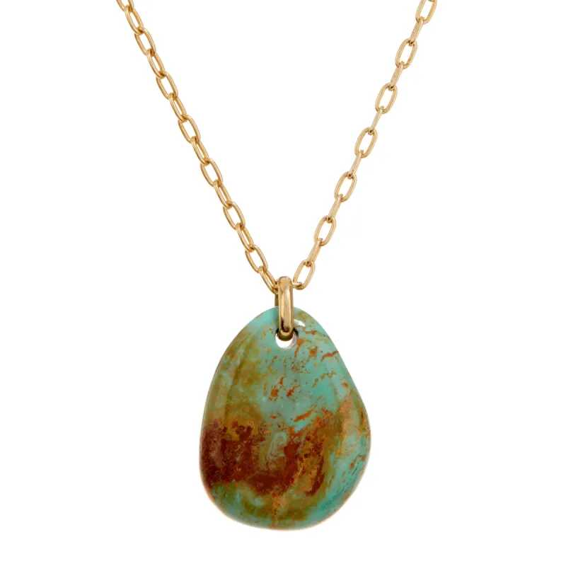 Raw Turquoise Pendant Necklace sold by Anna Beck