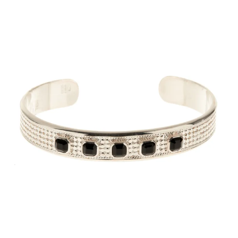 Black Onyx Rectangle Cuff - Silver sold by Anna Beck