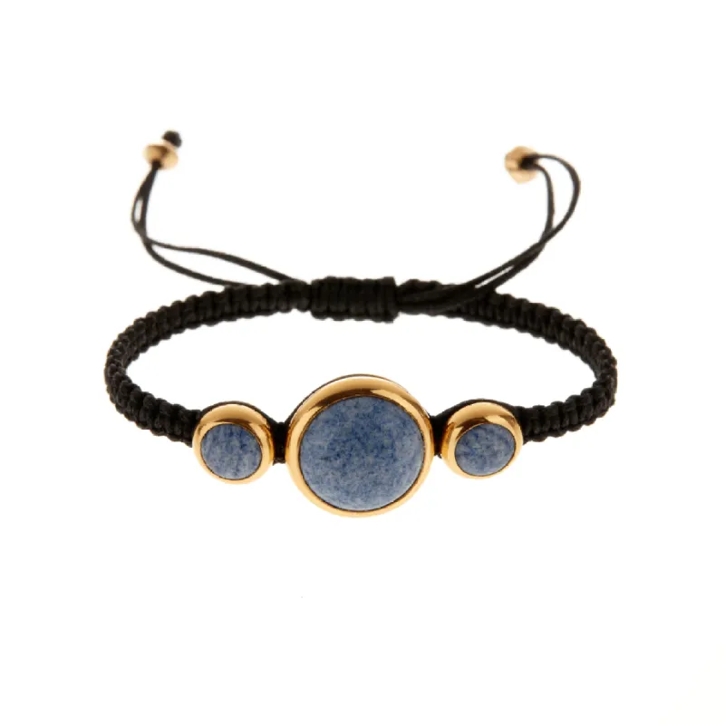 Three-Stone Dumortierite Woven Bracelet sold by Anna Beck