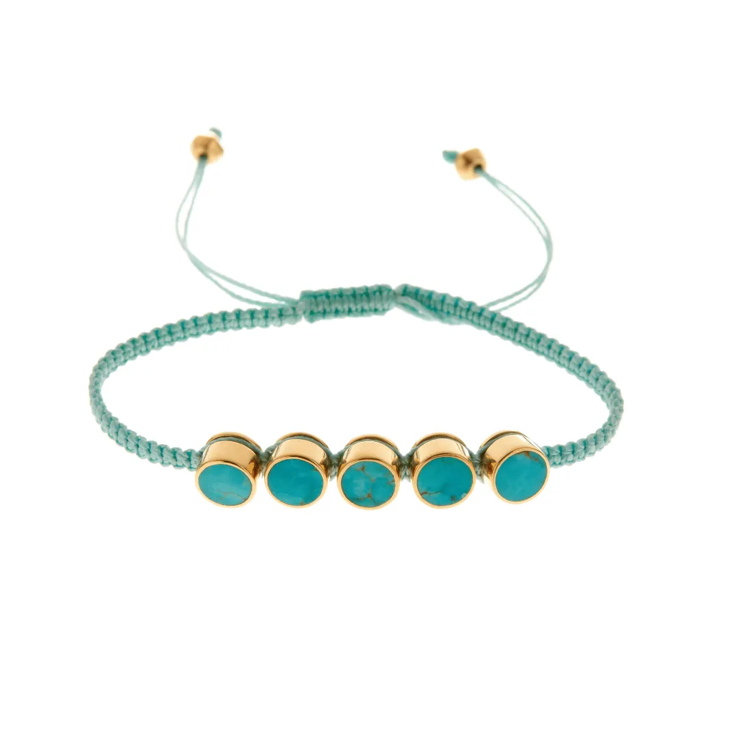 Five Stone Turquoise Woven Bracelet sold by Anna Beck