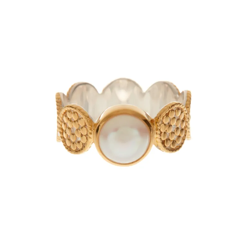 Pearl and Multi-Circle Disc Ring sold by Anna Beck