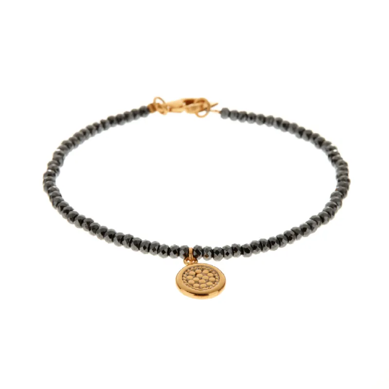 Beaded Hematite Charm Bracelet sold by Anna Beck
