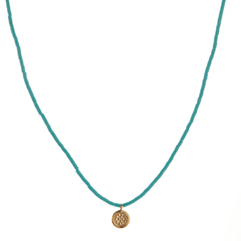 Turquoise Heshi Mini Disc Beaded Necklace sold by Anna Beck