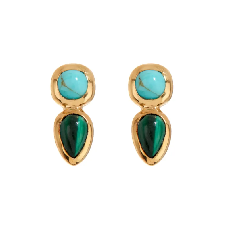 Turquoise and Malachite Multi-Stone Studs sold by Anna Beck