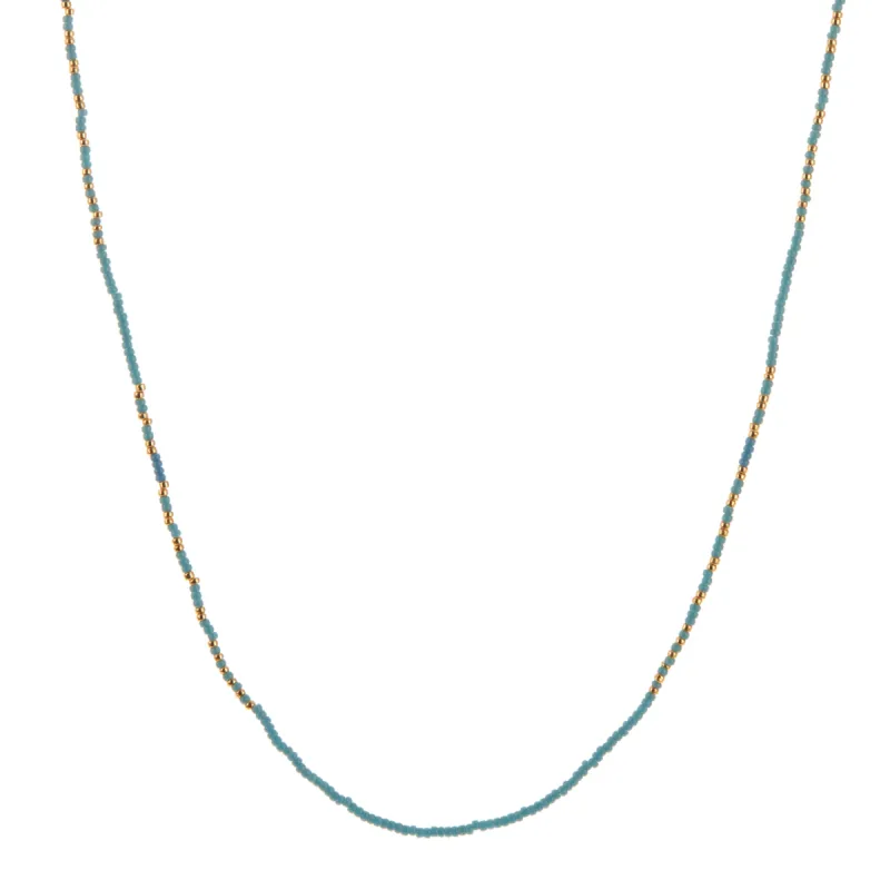 Light Blue and Gold Beaded Necklace sold by Anna Beck