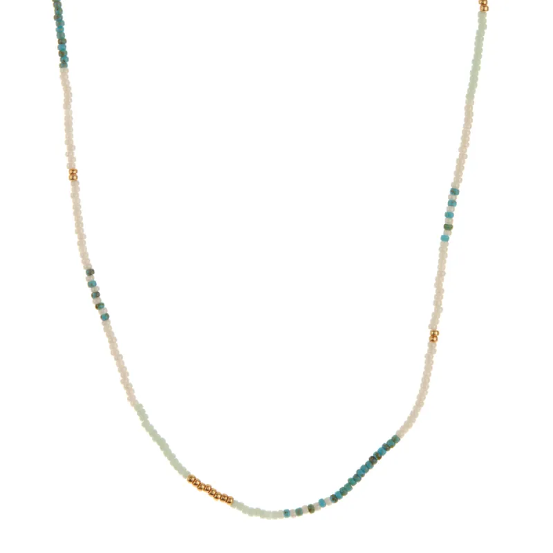 White, Turquoise, Mint, and Gold Beaded Necklace sold by Anna Beck