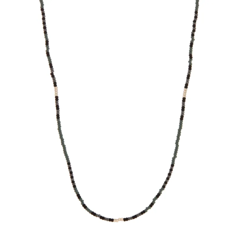 Silver, Teal, and Black Beaded Necklace sold by Anna Beck