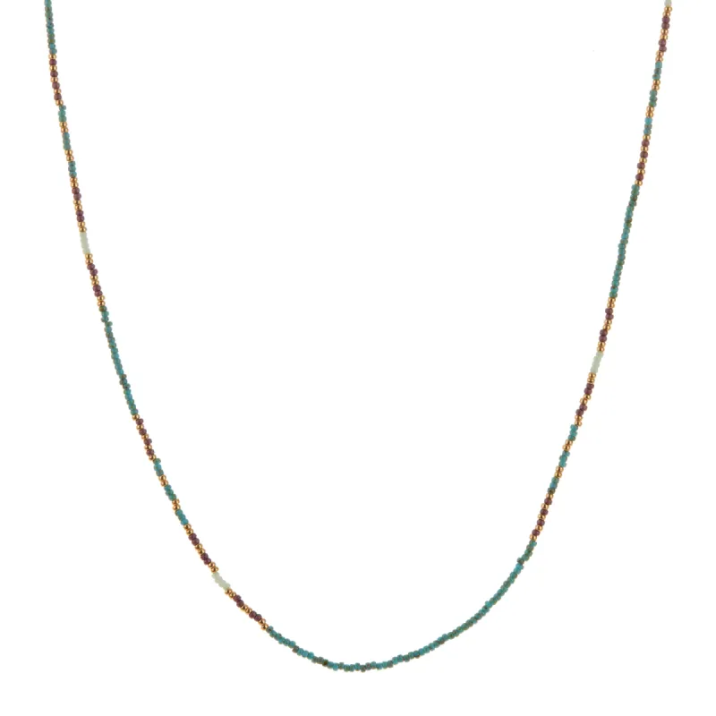 Purple, Turquoise, Mint, and Gold Beaded Necklace sold by Anna Beck