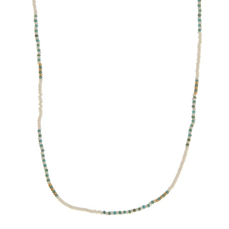 Turquoise, Ivory, and Gold Beaded Necklace sold by Anna Beck