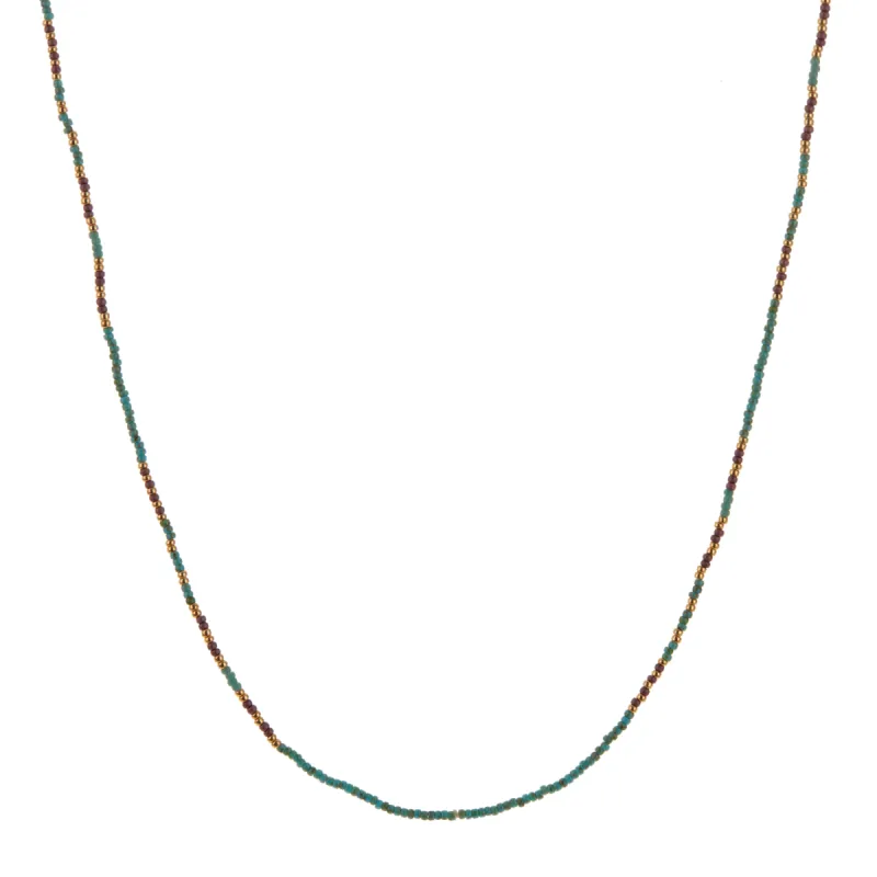 Purple, Gold, and Turquoise Beaded Necklace sold by Anna Beck