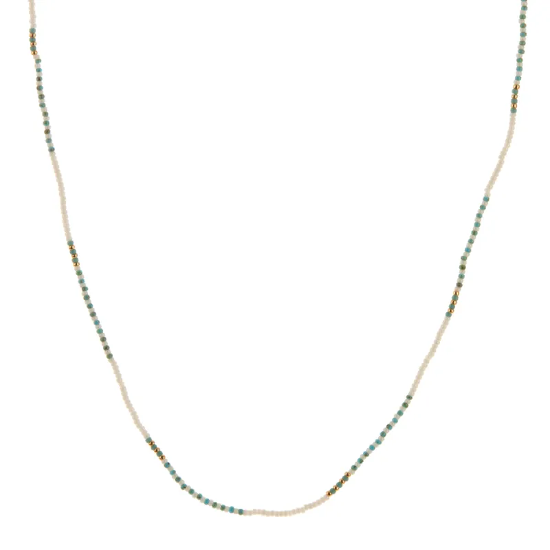 Ivory, Gold, and Turquoise Beaded Necklace sold by Anna Beck