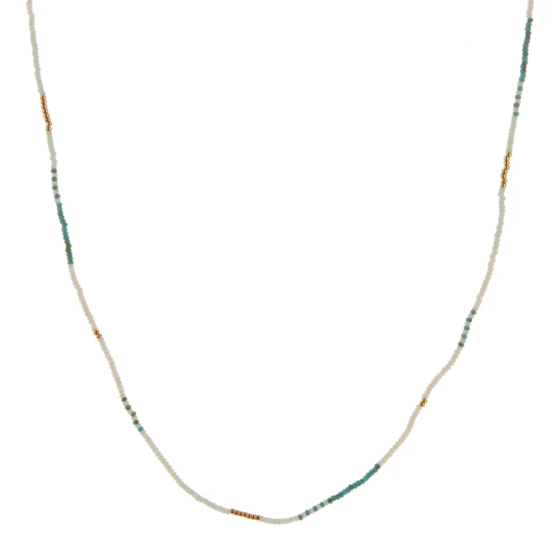 Turquoise, Ivory, Mint and Gold Beaded Necklace sold by Anna Beck