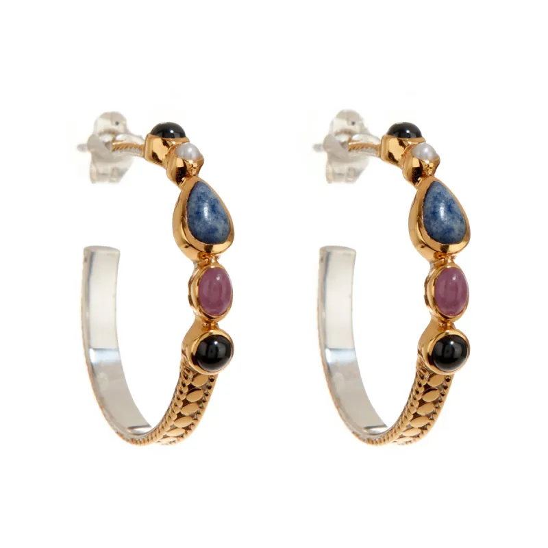 Multi-Stone Hoop Earrings sold by Anna Beck