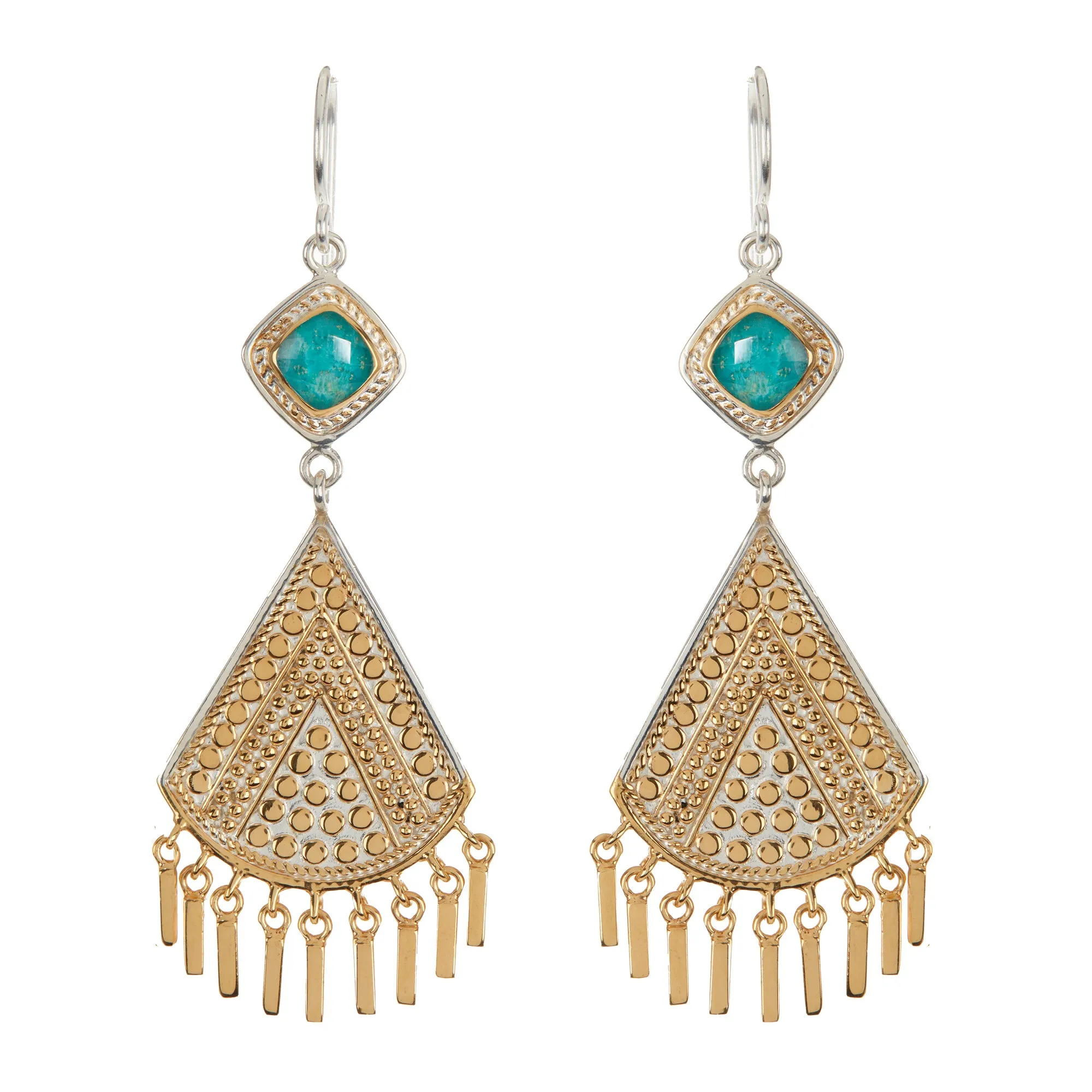 Chrysocolla Double Drop Fringe Earrings sold by Anna Beck