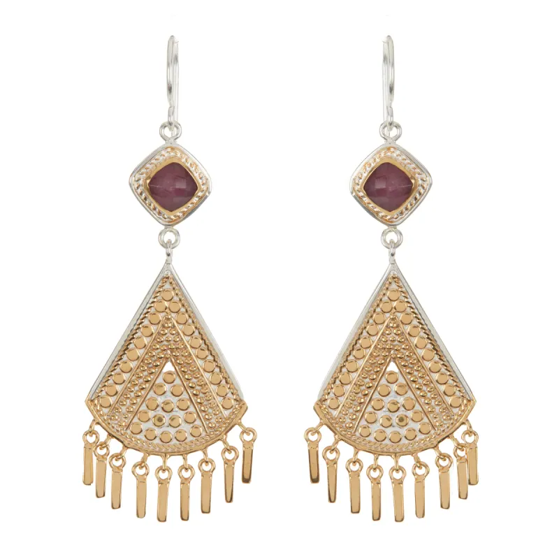 Ruby Double Drop Fringe Earrings sold by Anna Beck