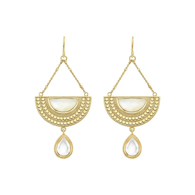 Moonstone Half Moon Drop Earrings - Gold sold by Anna Beck