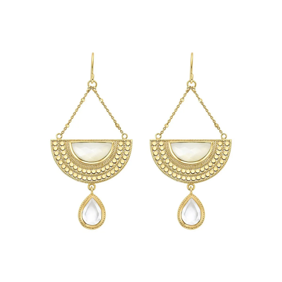 Moonstone Half Moon Drop Earrings - Gold sold by Anna Beck