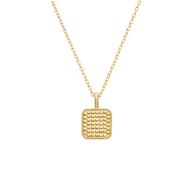 Dotted Cushion Reversible Pendant Necklace - Gold sold by Anna Beck