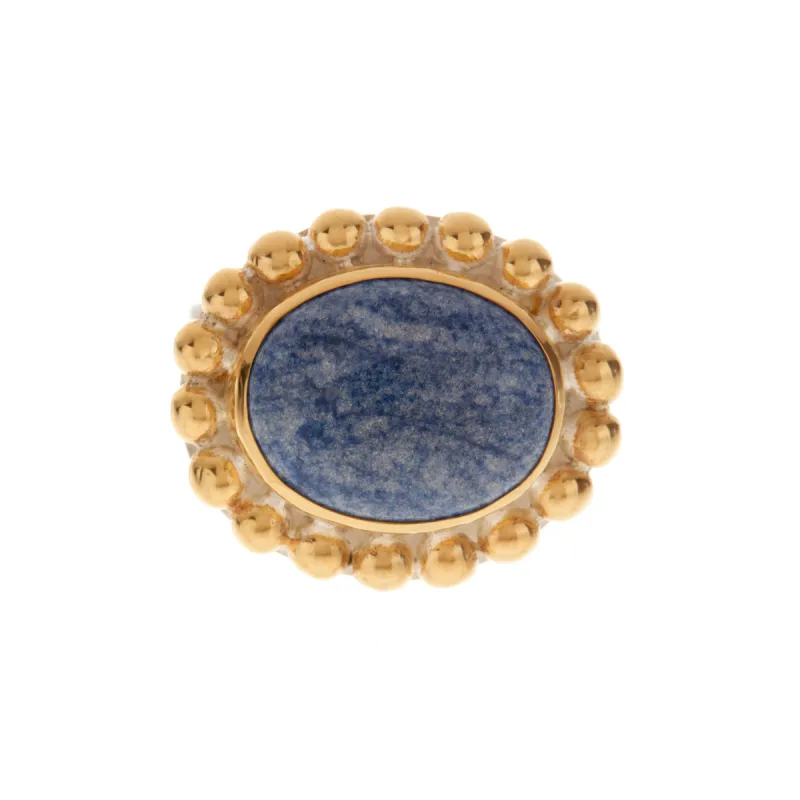 Oval Dumortierite Scalloped Cocktail Ring sold by Anna Beck