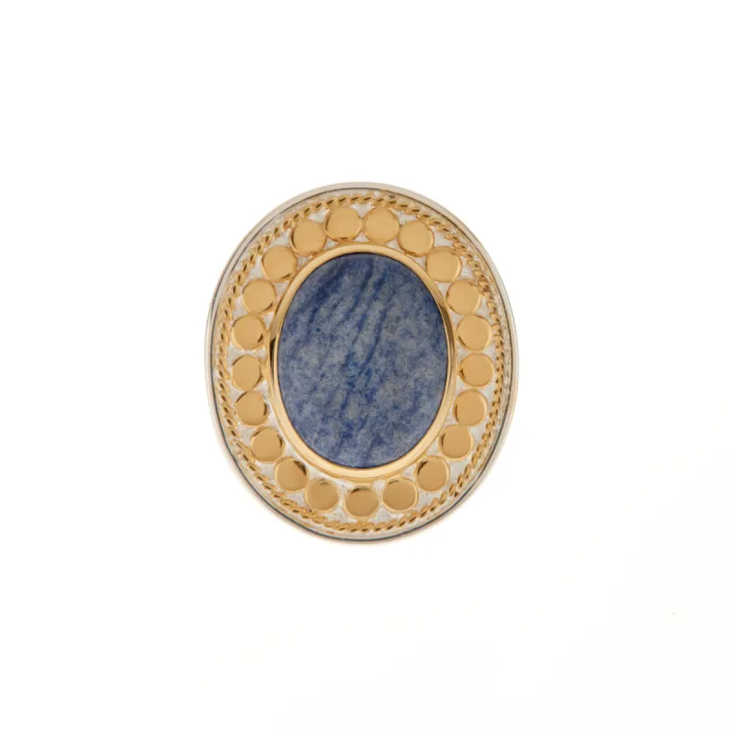 Oval Dumortierite Dotted Cocktail Ring sold by Anna Beck