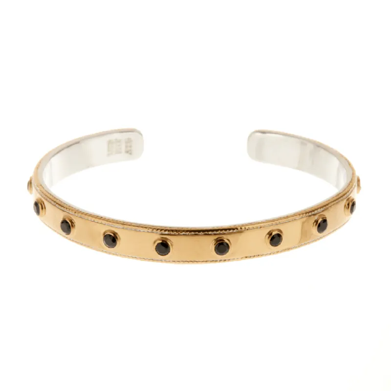 Black Onyx Bezeled Pavé Cuff - Gold sold by Anna Beck