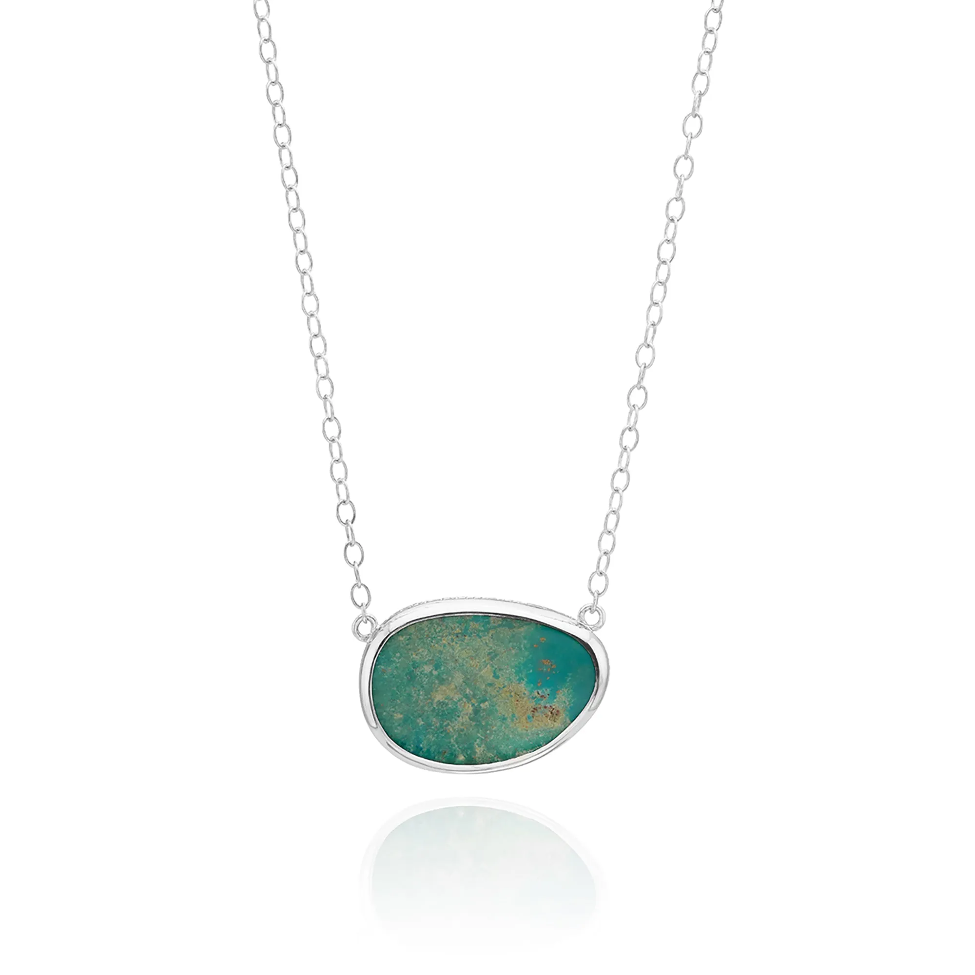 Large Asymmetrical Turquoise Necklace - Silver sold by Anna Beck