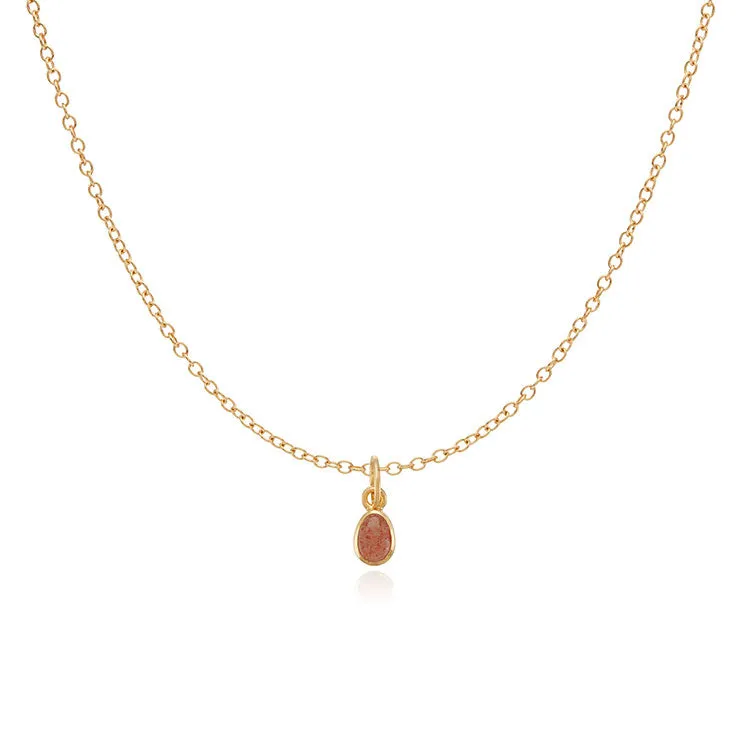 Mini Asymmetrical Sunstone Charm Necklace sold by Anna Beck