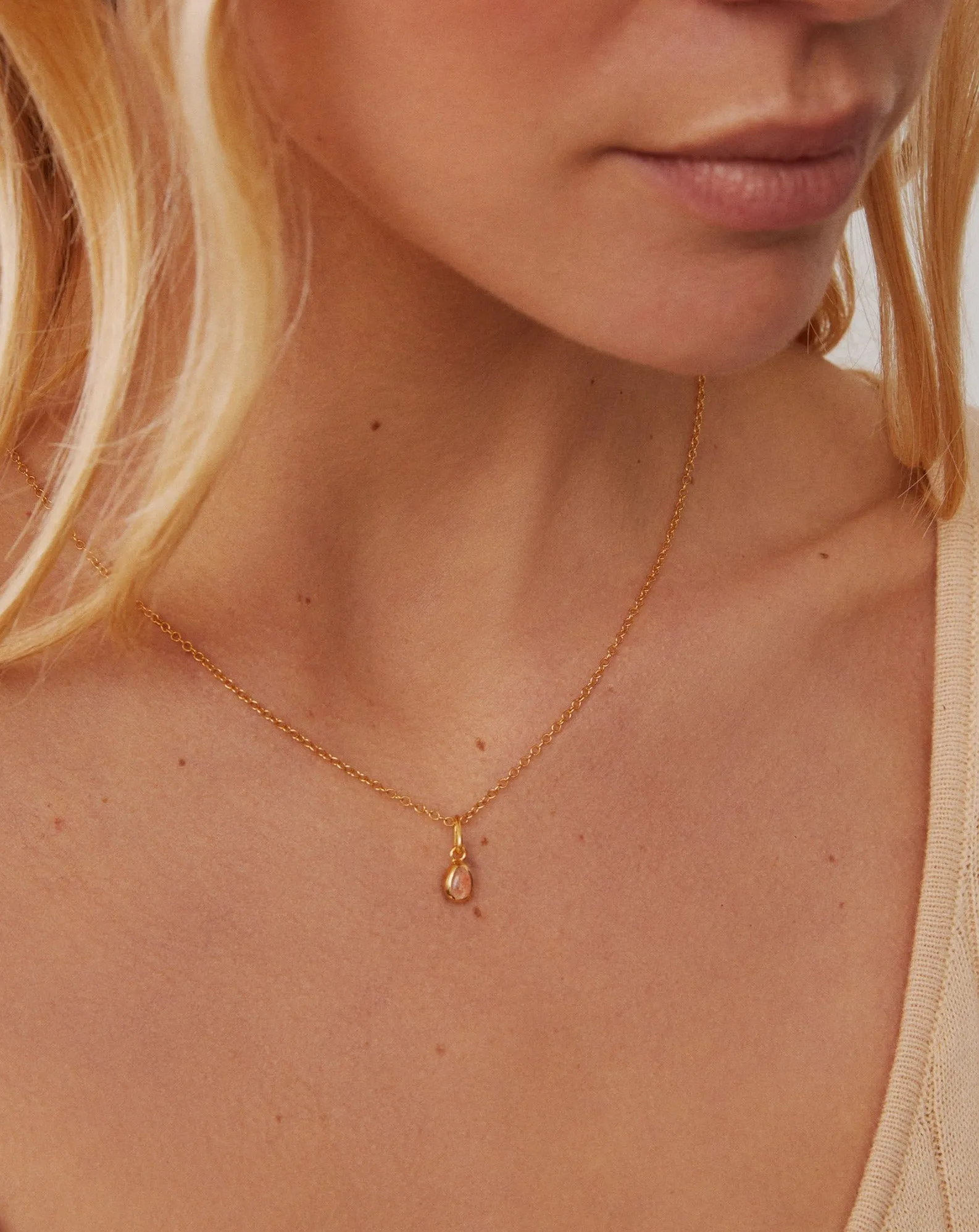 Mini Asymmetrical Sunstone Charm Necklace sold by Anna Beck product image thumbnail 2