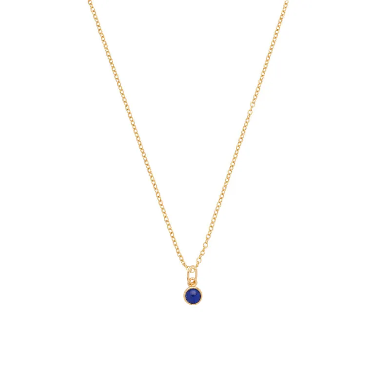 Mini Engravable Lapis Circle Charm Necklace sold by Anna Beck