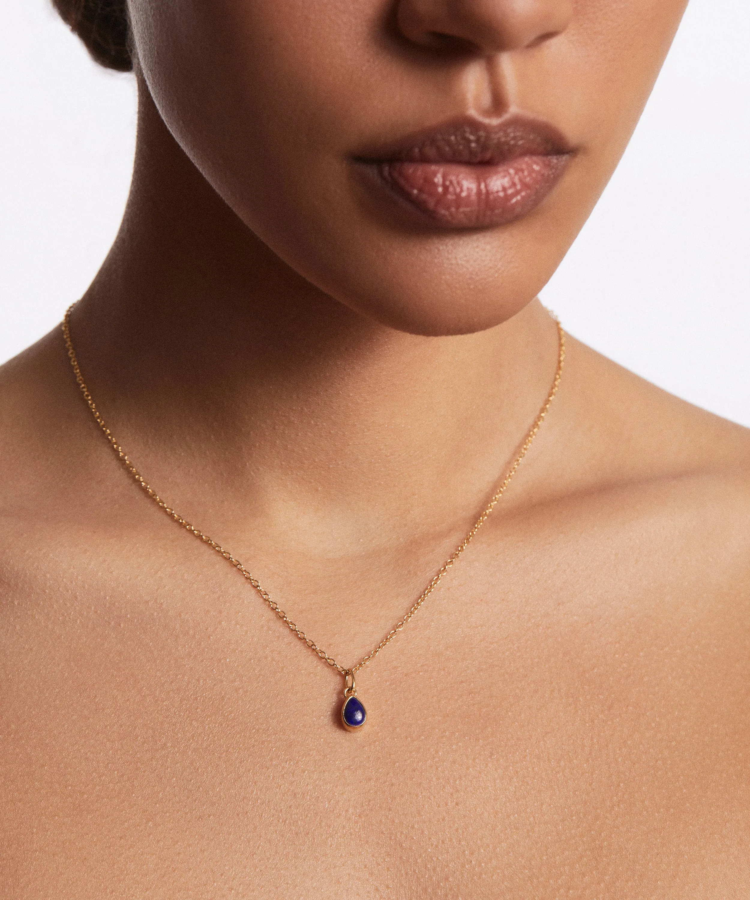 Mini Engravable Lapis Circle Charm Necklace sold by Anna Beck product image thumbnail 2