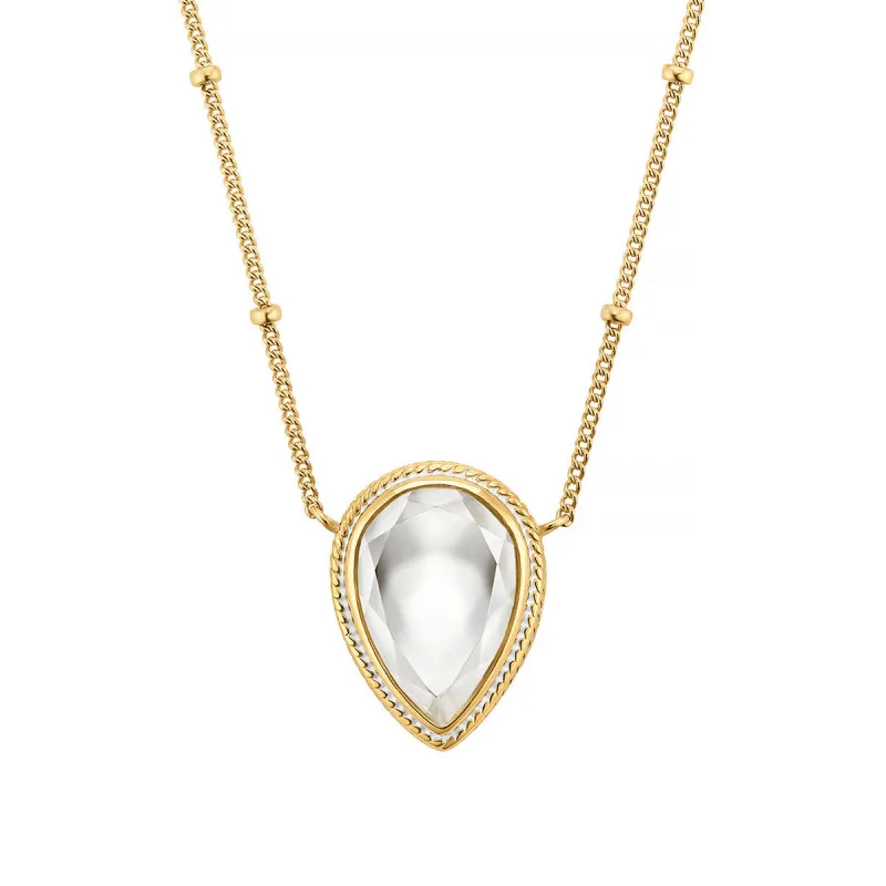 Crystal Drop Pendant Necklace 16-18" - Gold sold by Anna Beck