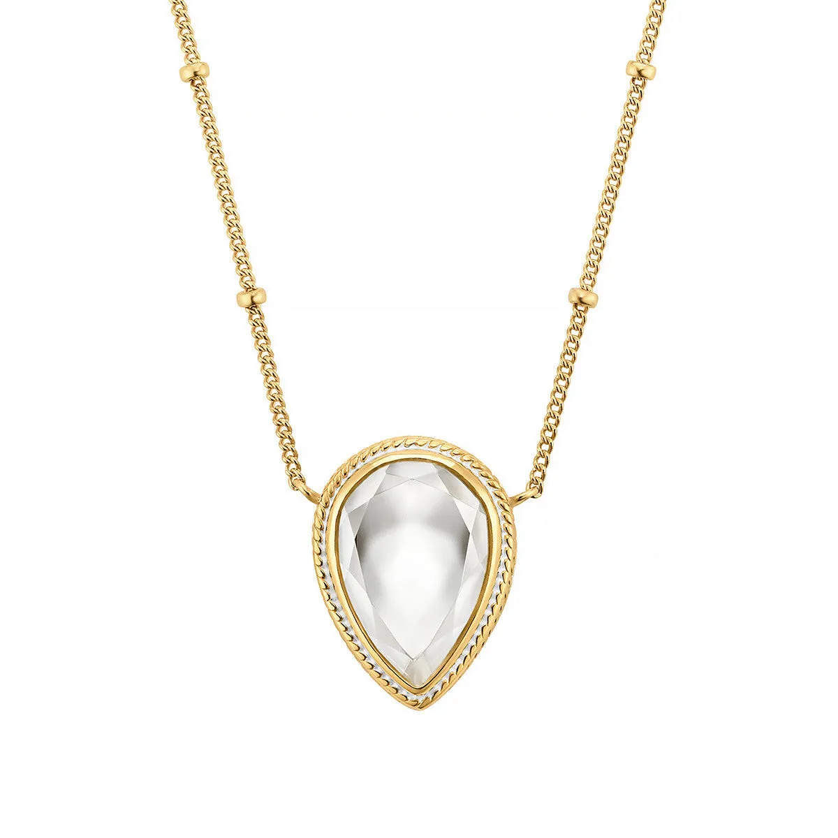 Crystal Drop Pendant Necklace 16-18" - Gold sold by Anna Beck