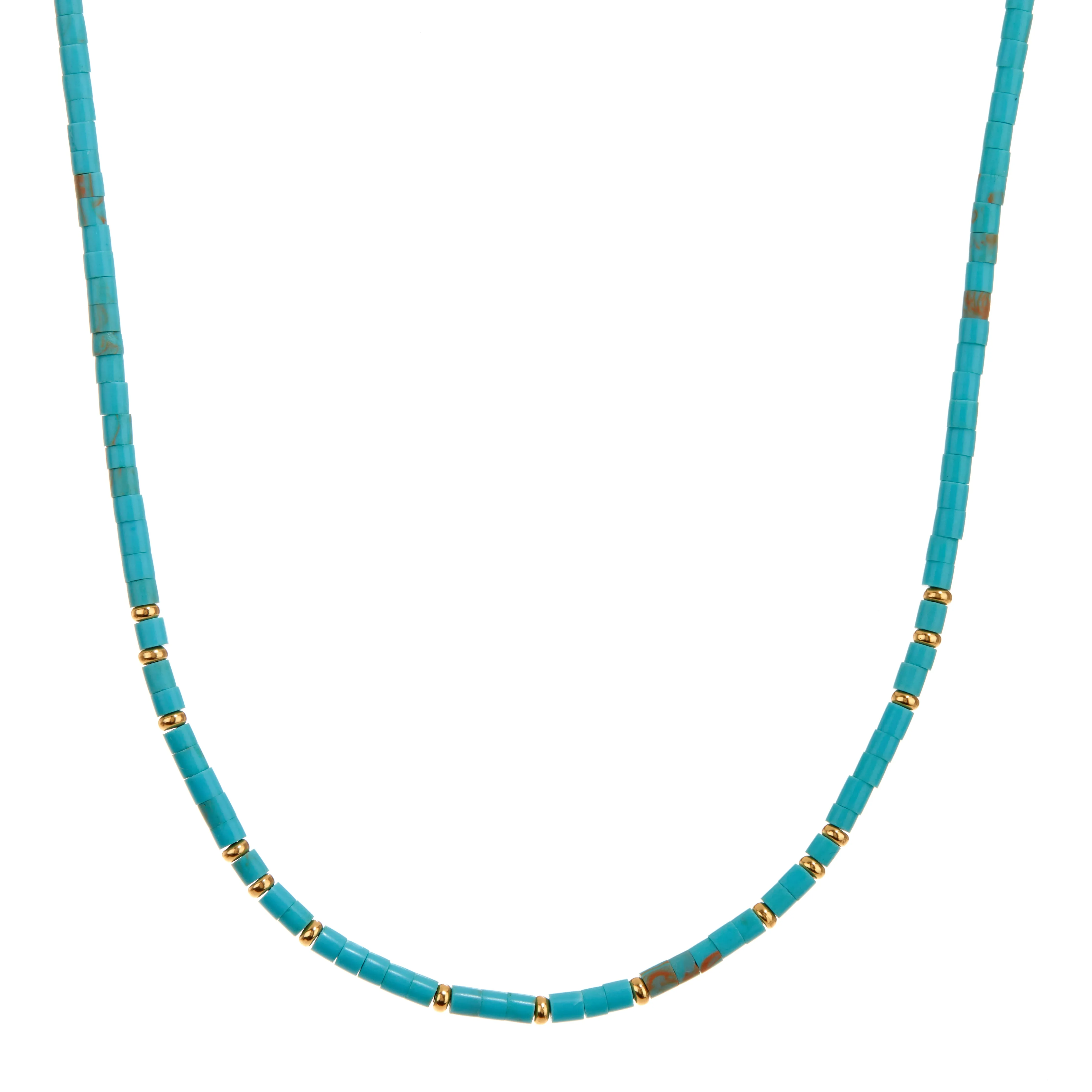 Turquoise Small Beaded Necklace - Gold sold by Anna Beck