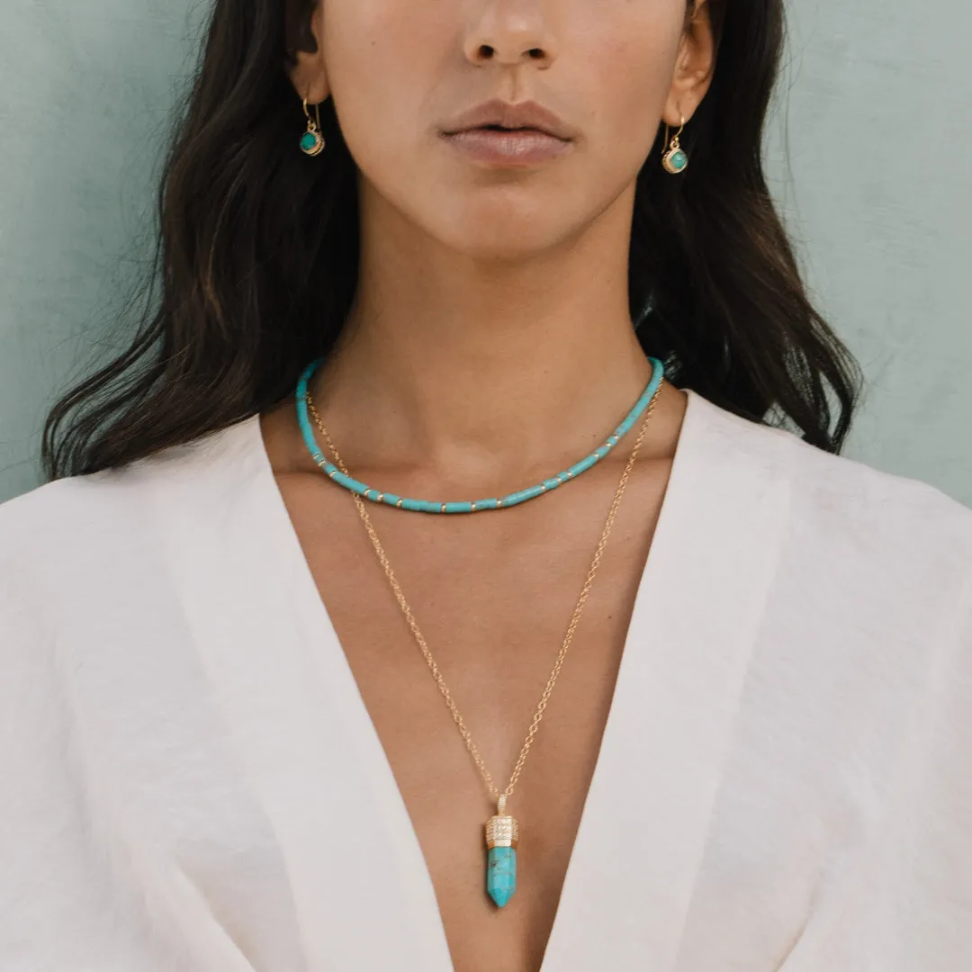 Turquoise Small Beaded Necklace - Gold sold by Anna Beck product image thumbnail 2