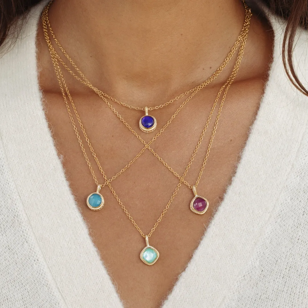 Turquoise and White Quartz Cushion Pendant Necklace - Gold sold by Anna Beck product image thumbnail 2