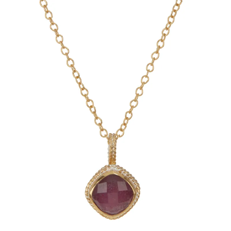 Ruby Cushion Pendant Necklace - Gold sold by Anna Beck