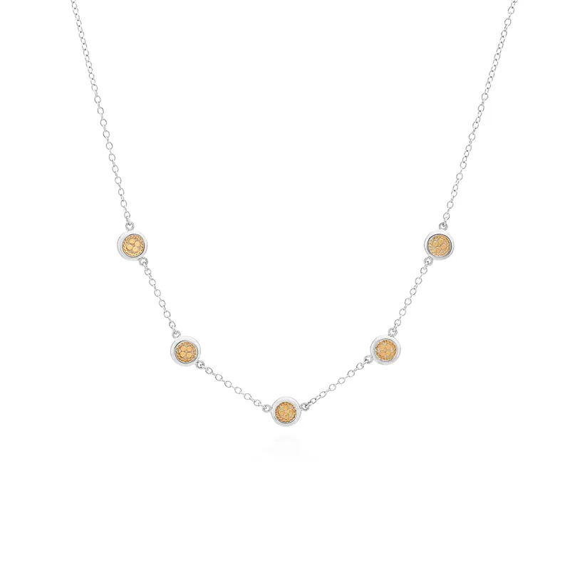 Classic Smooth Rim Station Necklace - Gold & Silver sold by Anna Beck