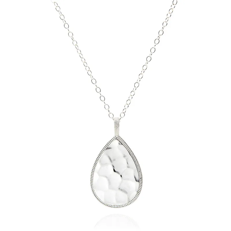 Signature Hammered and Dotted Teardrop Pendant Necklace - Reversible sold by Anna Beck